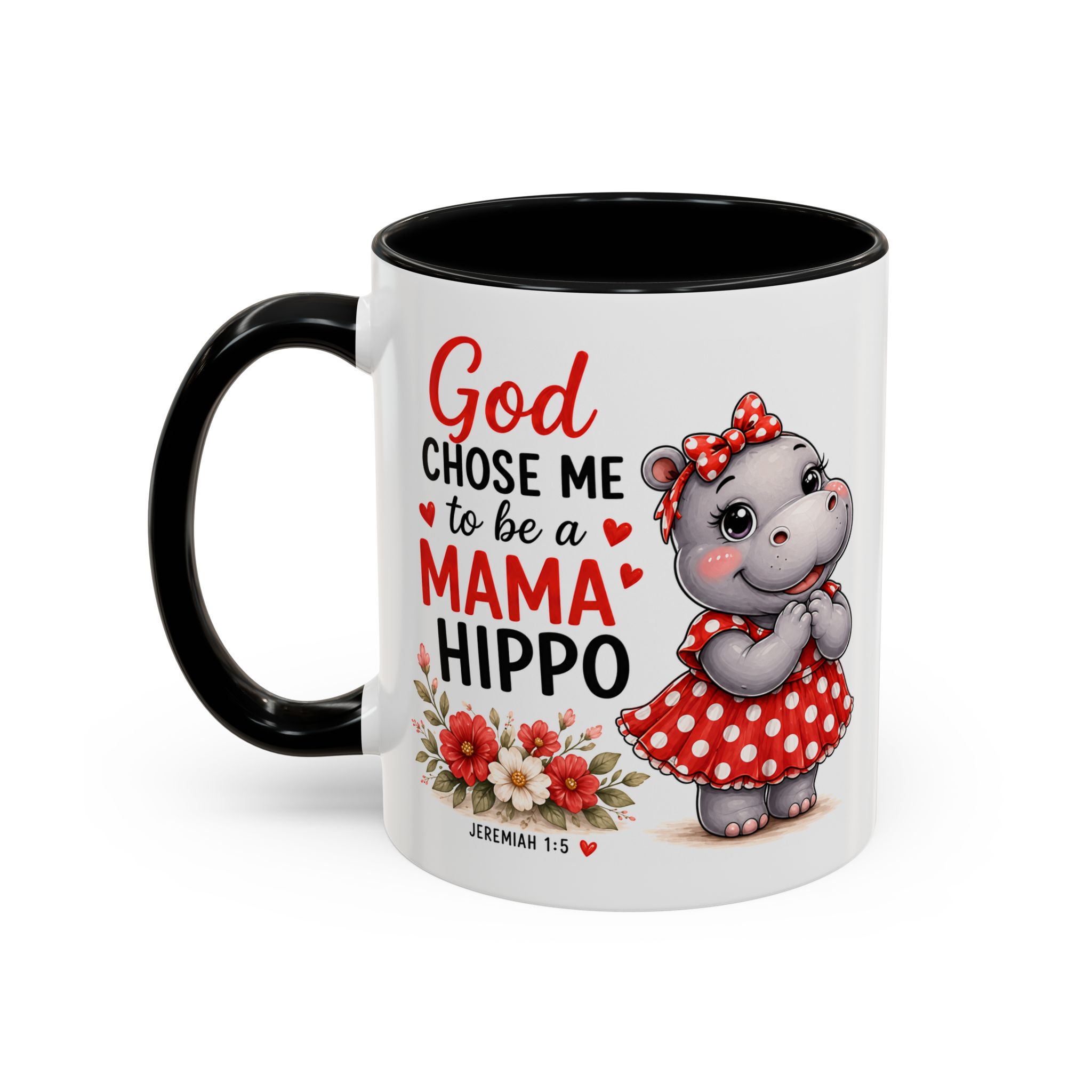God Chose Me to Be a Mama Hippo | Coffee Mug (11oz / 15oz) Christian Mother’s Day Gift, Cute Faith Coffee Cup for Moms - Image 3