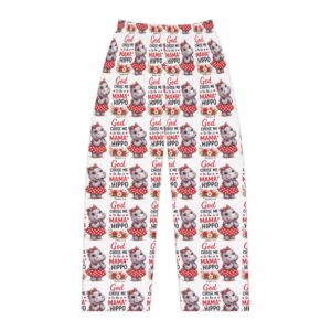 God Chose Me to be a Mama Hippo Pattern Pajama Pants | Cute Hippo Print Sleepwear | Mother's Day Gift | Hippo Lovers