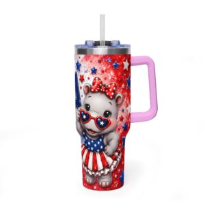Patriotic USA Hippo Babe 250th Anniversary Vacuum Thermal Tumbler 40oz - Image 29