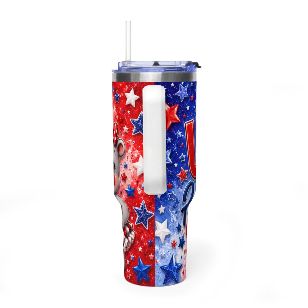 Patriotic USA Hippo Babe 250th Anniversary Vacuum Thermal Tumbler 40oz