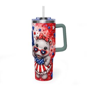 Patriotic USA Hippo Babe 250th Anniversary Vacuum Thermal Tumbler 40oz - Image 21
