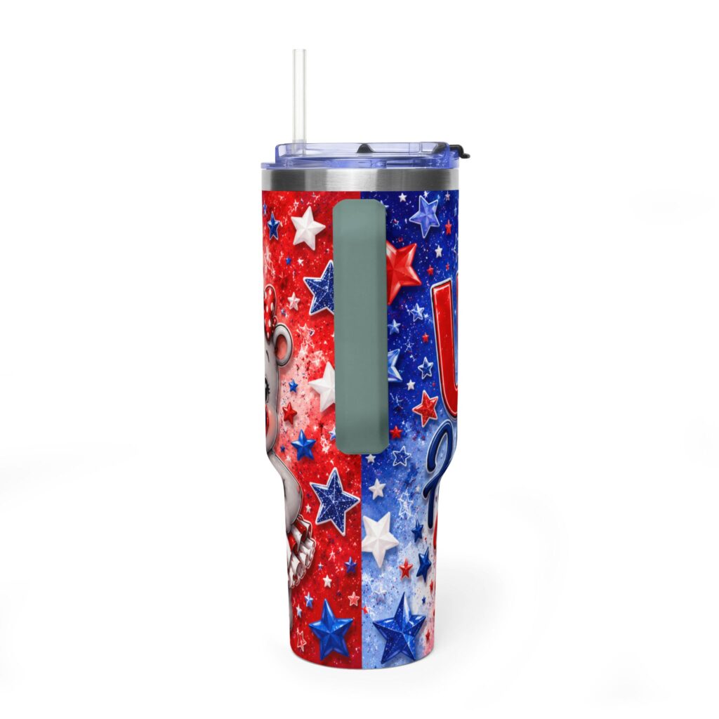 Patriotic USA Hippo Babe 250th Anniversary Vacuum Thermal Tumbler 40oz