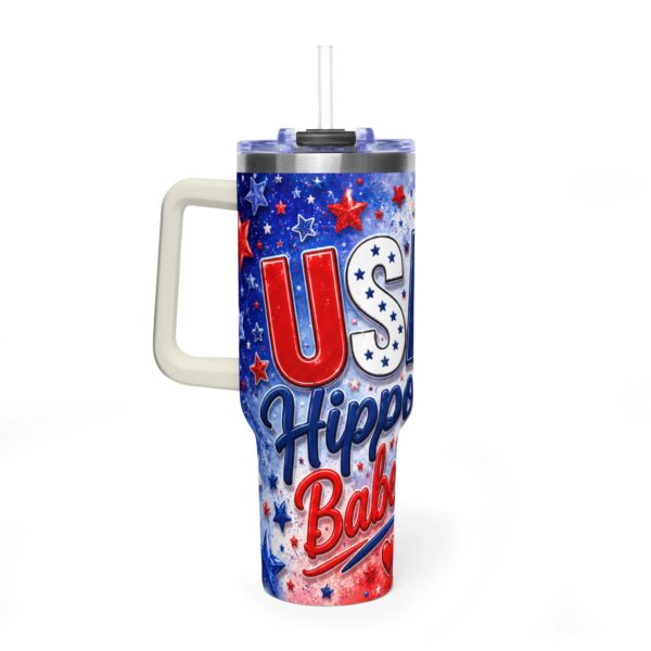 Patriotic USA Hippo Babe 250th Anniversary Vacuum Thermal Tumbler 40oz